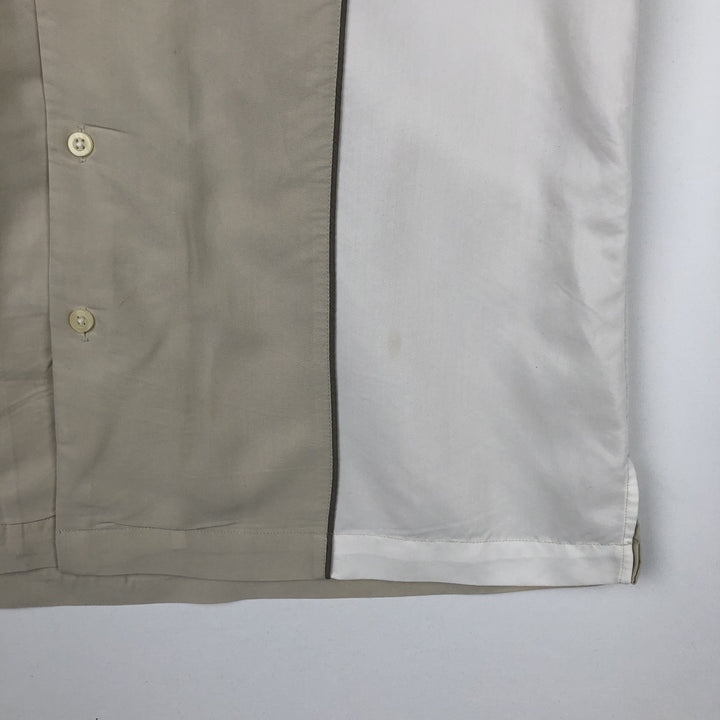 ALFANI Two-Tone Short-Sleeve Open-Collar Rayon Shirt, Boxy Fit, Men's Size M (approx.) Modal unbleached Vintage Second Hand