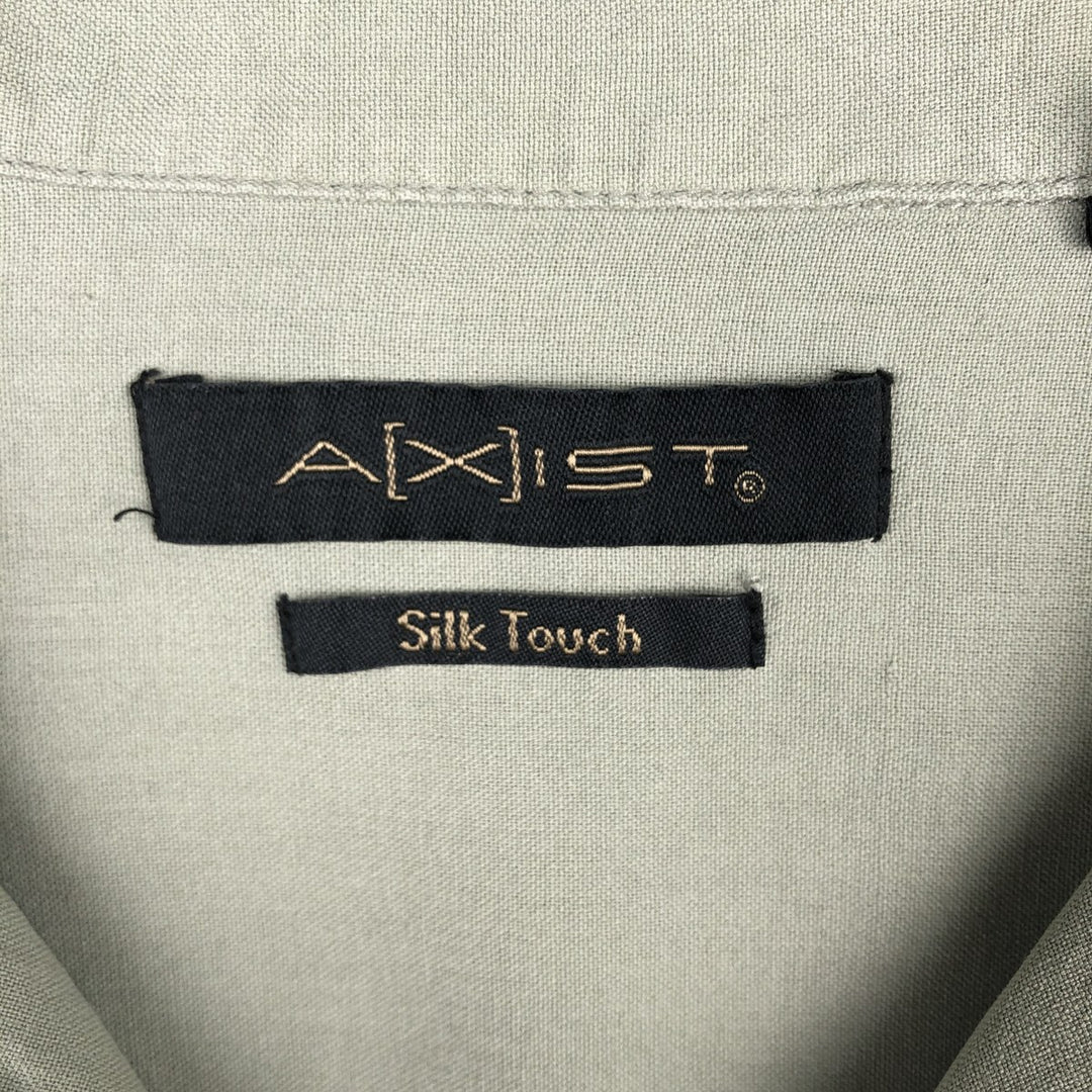 AXIST Short Sleeve Open Collar Silk Shirt, Box Shirt, Men's Size L silk green type Vintage Second Hand