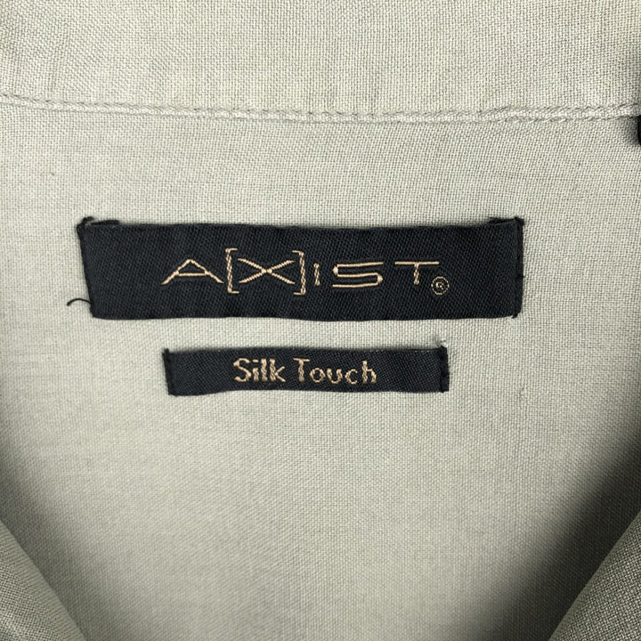AXIST Short Sleeve Open Collar Silk Shirt, Box Shirt, Men's Size L silk green type Vintage Second Hand