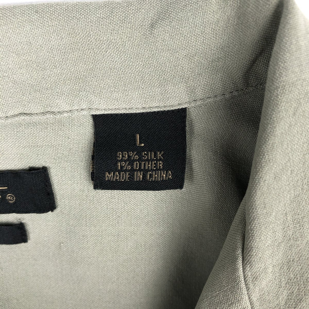 AXIST Short Sleeve Open Collar Silk Shirt, Box Shirt, Men's Size L silk green type Vintage Second Hand