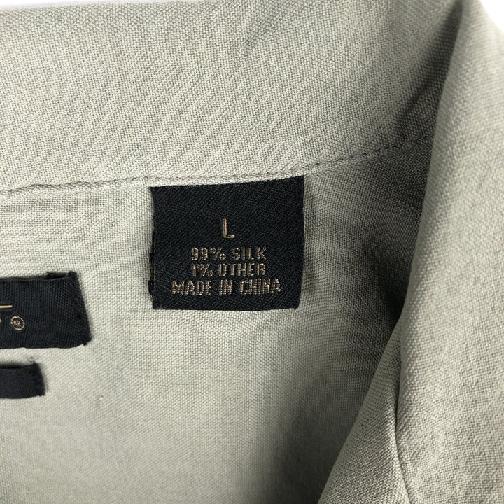 AXIST Short Sleeve Open Collar Silk Shirt, Box Shirt, Men's Size L silk green type Vintage Second Hand