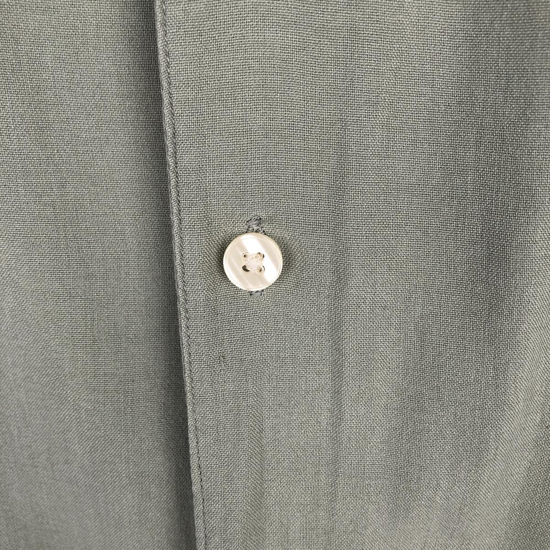 AXIST Short Sleeve Open Collar Silk Shirt, Box Shirt, Men's Size L silk green type Vintage Second Hand