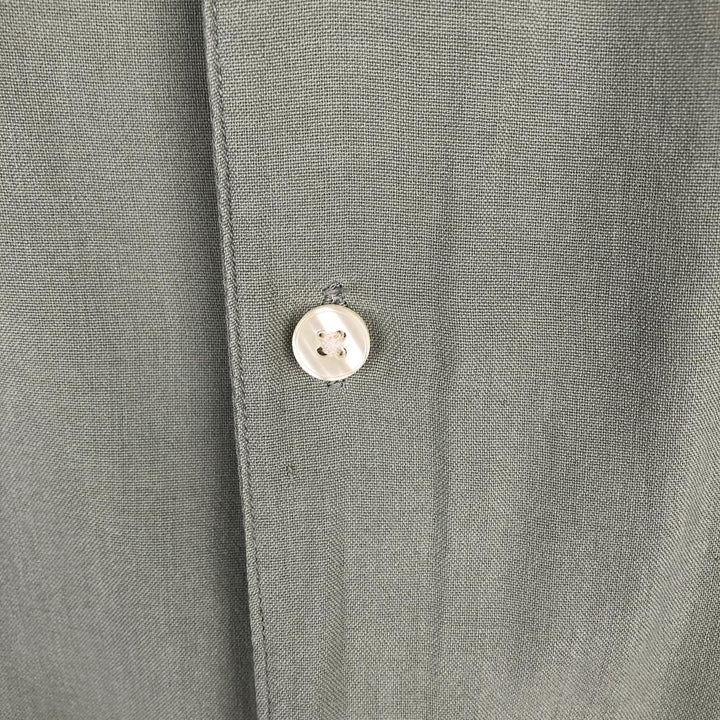 AXIST Short Sleeve Open Collar Silk Shirt, Box Shirt, Men's Size L silk green type Vintage Second Hand