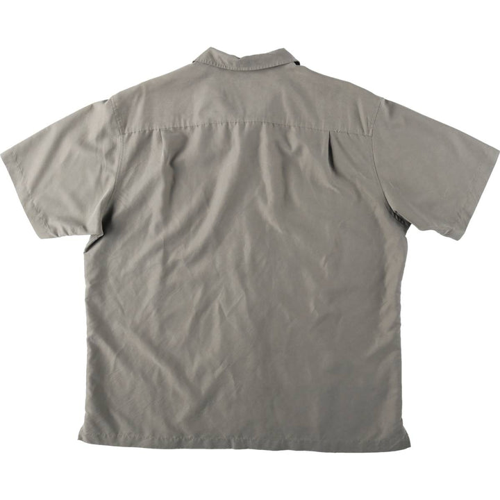 ALFANI Two-Tone Short-Sleeve Open-Collar Rayon Shirt, Boxy Fit, Men's Size XL (approx.) Modal Khaki type Vintage Second Hand