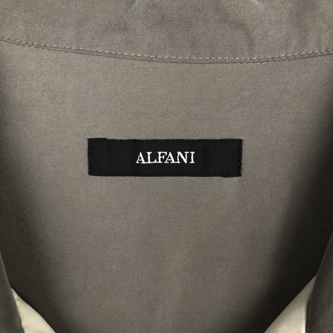 ALFANI Two-Tone Short-Sleeve Open-Collar Rayon Shirt, Boxy Fit, Men's Size XL (approx.) Modal Khaki type Vintage Second Hand