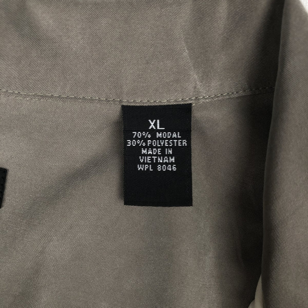 ALFANI Two-Tone Short-Sleeve Open-Collar Rayon Shirt, Boxy Fit, Men's Size XL (approx.) Modal Khaki type Vintage Second Hand