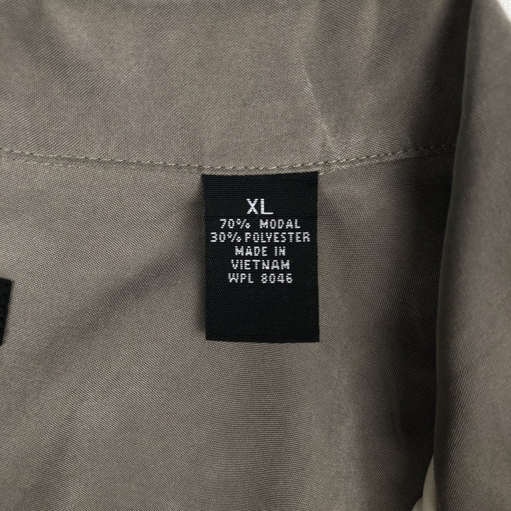 ALFANI Two-Tone Short-Sleeve Open-Collar Rayon Shirt, Boxy Fit, Men's Size XL (approx.) Modal Khaki type Vintage Second Hand