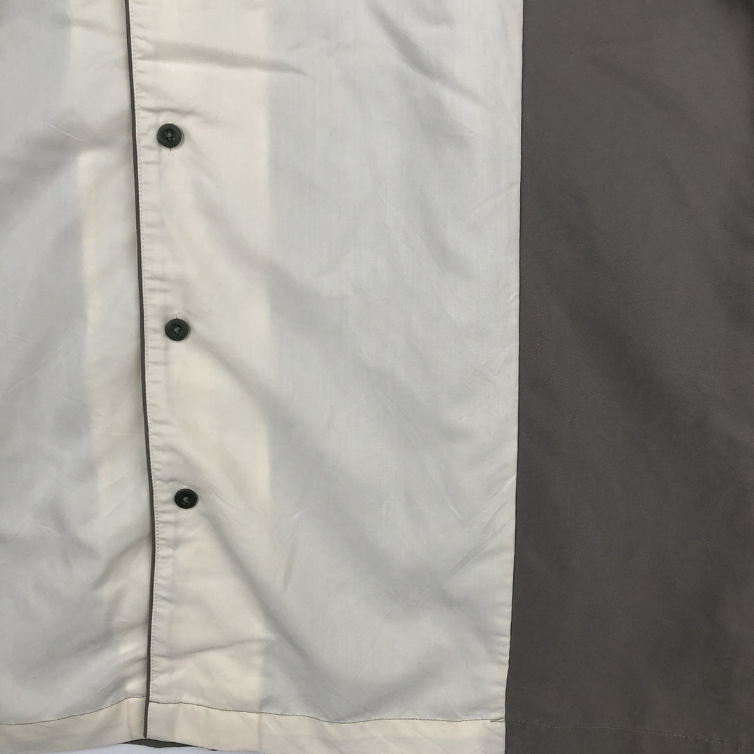 ALFANI Two-Tone Short-Sleeve Open-Collar Rayon Shirt, Boxy Fit, Men's Size XL (approx.) Modal Khaki type Vintage Second Hand
