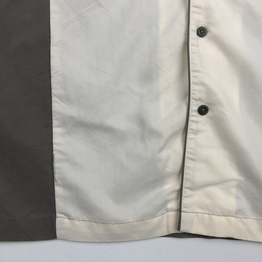 ALFANI Two-Tone Short-Sleeve Open-Collar Rayon Shirt, Boxy Fit, Men's Size XL (approx.) Modal Khaki type Vintage Second Hand