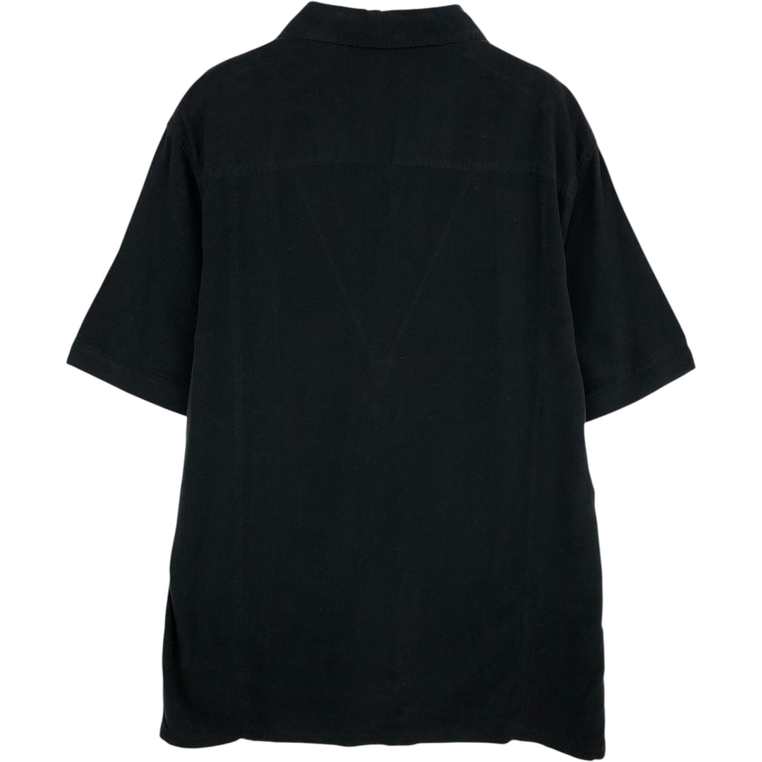 AXIST Short Sleeve Open Collar Silk Shirt, Box Shirt, Men's Size L silk black type Vintage Second Hand