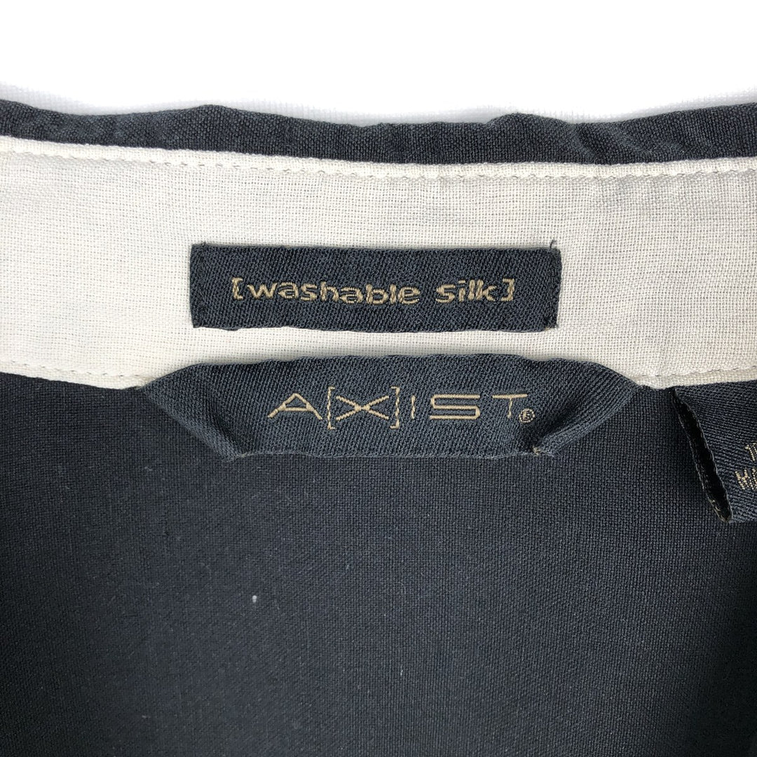 AXIST Short Sleeve Open Collar Silk Shirt, Box Shirt, Men's Size L silk black type Vintage Second Hand