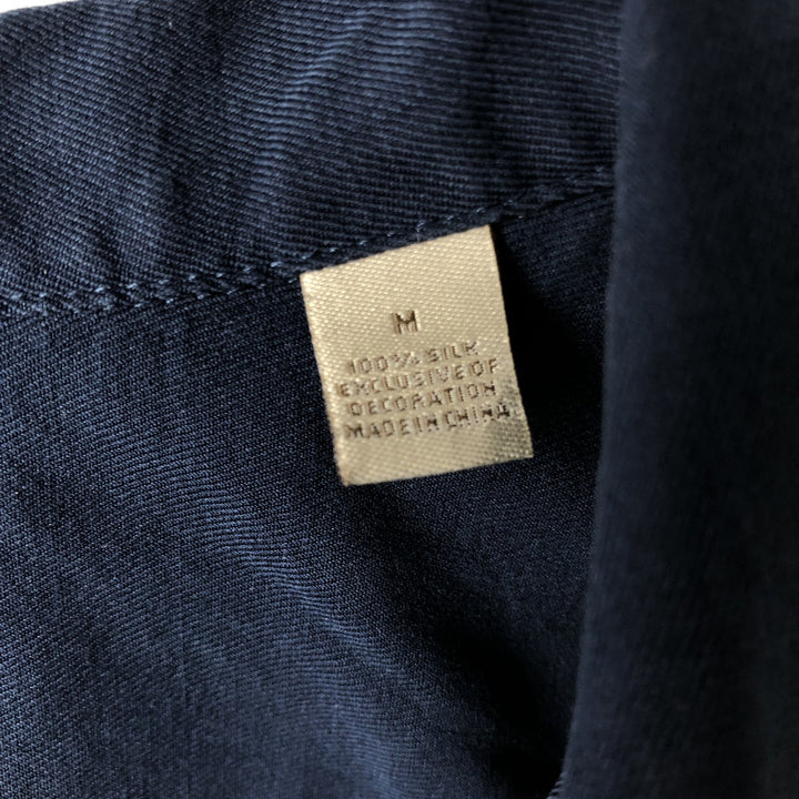 Paradise Collection Short-Sleeve Two-Tone Shirt, Men's Size M (Equivalent), Open Collar, Boxy Shirt silk navy blue type Vintage Second Hand