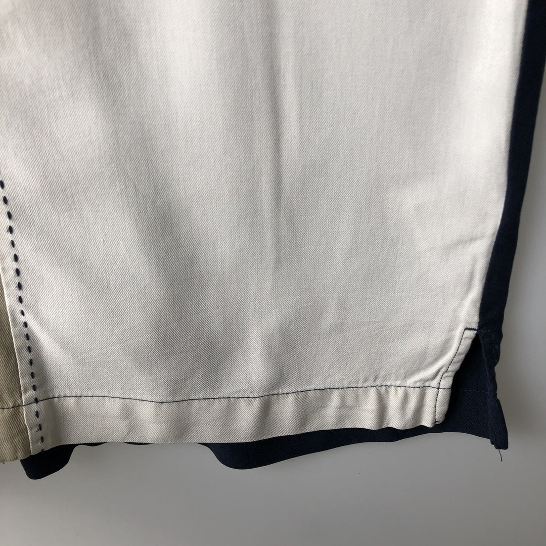 Paradise Collection Short-Sleeve Two-Tone Shirt, Men's Size M (Equivalent), Open Collar, Boxy Shirt silk navy blue type Vintage Second Hand
