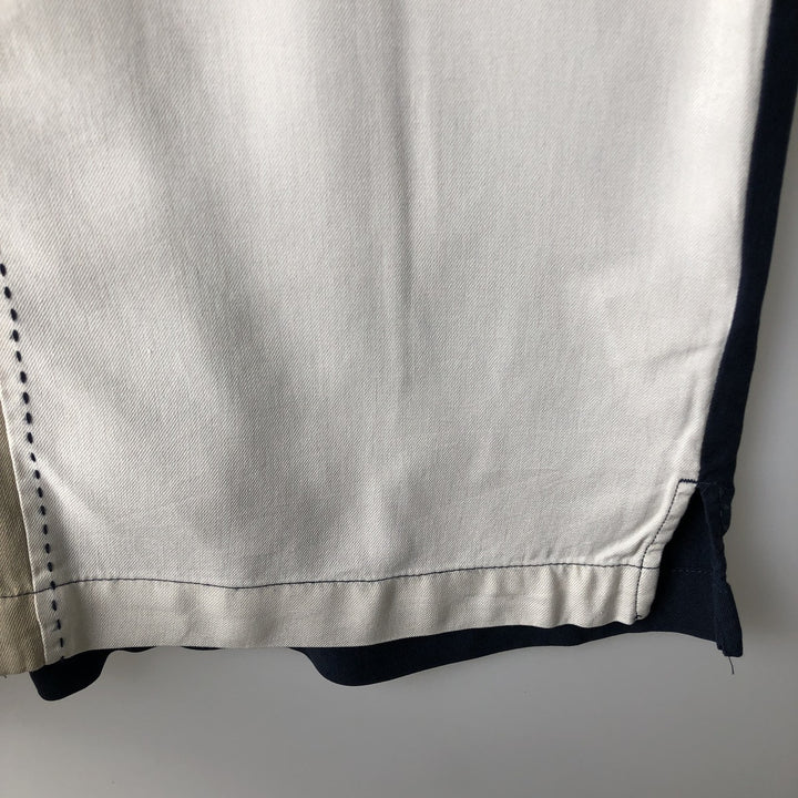 Paradise Collection Short-Sleeve Two-Tone Shirt, Men's Size M (Equivalent), Open Collar, Boxy Shirt silk navy blue type Vintage Second Hand