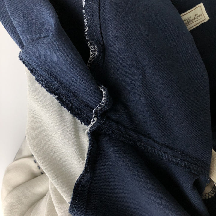 Paradise Collection Short-Sleeve Two-Tone Shirt, Men's Size M (Equivalent), Open Collar, Boxy Shirt silk navy blue type Vintage Second Hand