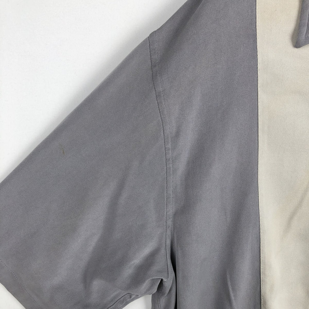 Toscano Two-Tone Short-Sleeve Open-Collar Silk Shirt, Boxy Fit, Men's Size XL (approx.) silk gray type Vintage Second Hand