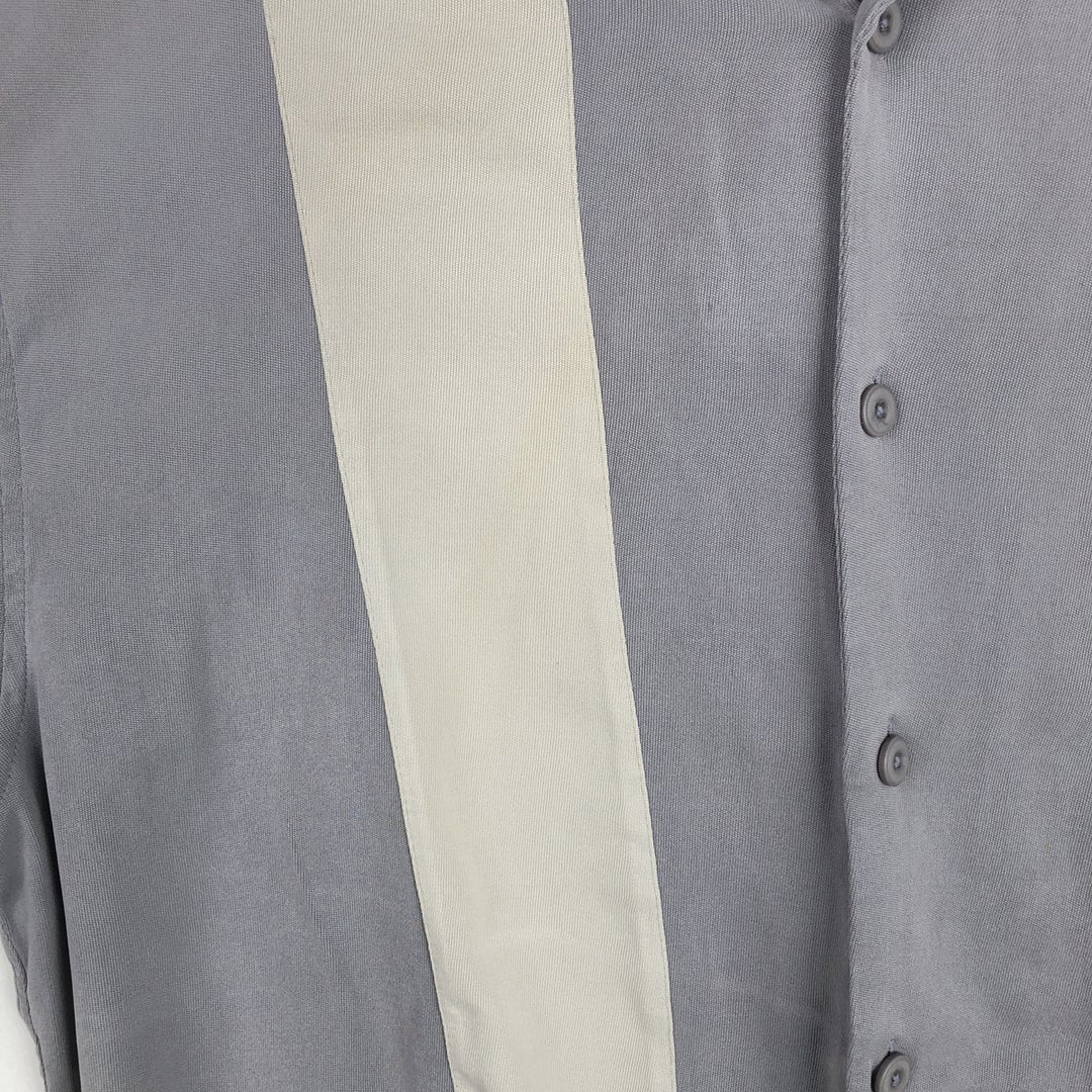 Toscano Two-Tone Short-Sleeve Open-Collar Silk Shirt, Boxy Fit, Men's Size XL (approx.) silk gray type Vintage Second Hand