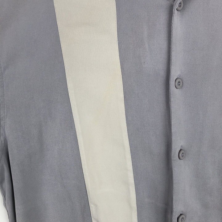 Toscano Two-Tone Short-Sleeve Open-Collar Silk Shirt, Boxy Fit, Men's Size XL (approx.) silk gray type Vintage Second Hand