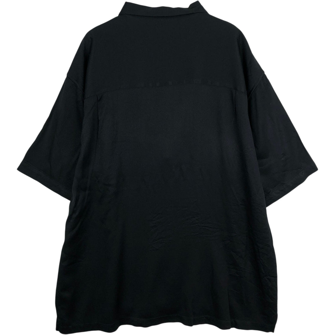 GEGRGE Two-tone Short-Sleeve Open-Collar Rayon Shirt, Boxy Fit, Men's Size XL Rayon black type Vintage Second Hand