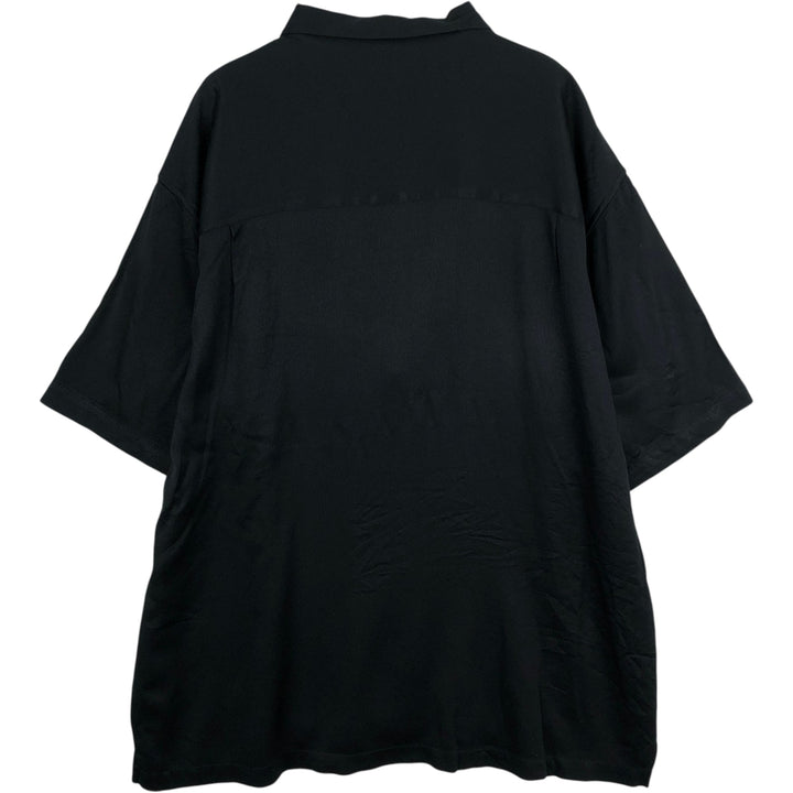 GEGRGE Two-tone Short-Sleeve Open-Collar Rayon Shirt, Boxy Fit, Men's Size XL Rayon black type Vintage Second Hand