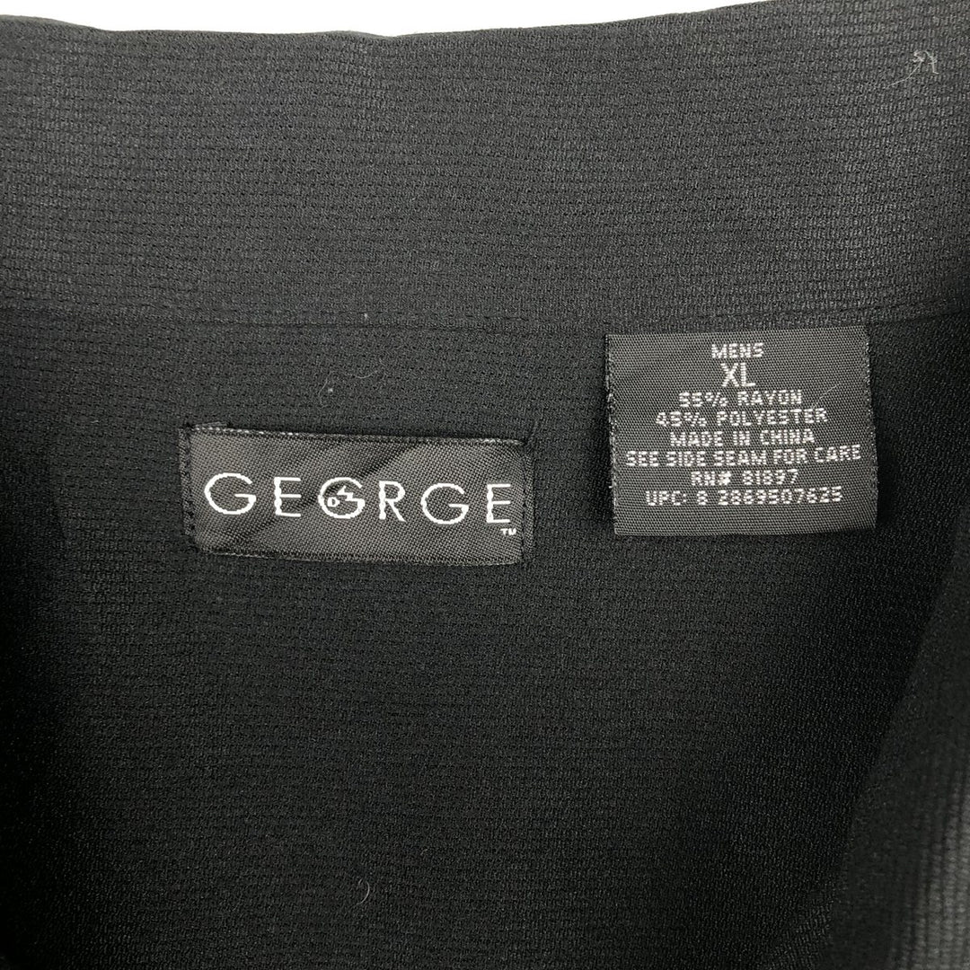 GEGRGE Two-tone Short-Sleeve Open-Collar Rayon Shirt, Boxy Fit, Men's Size XL Rayon black type Vintage Second Hand