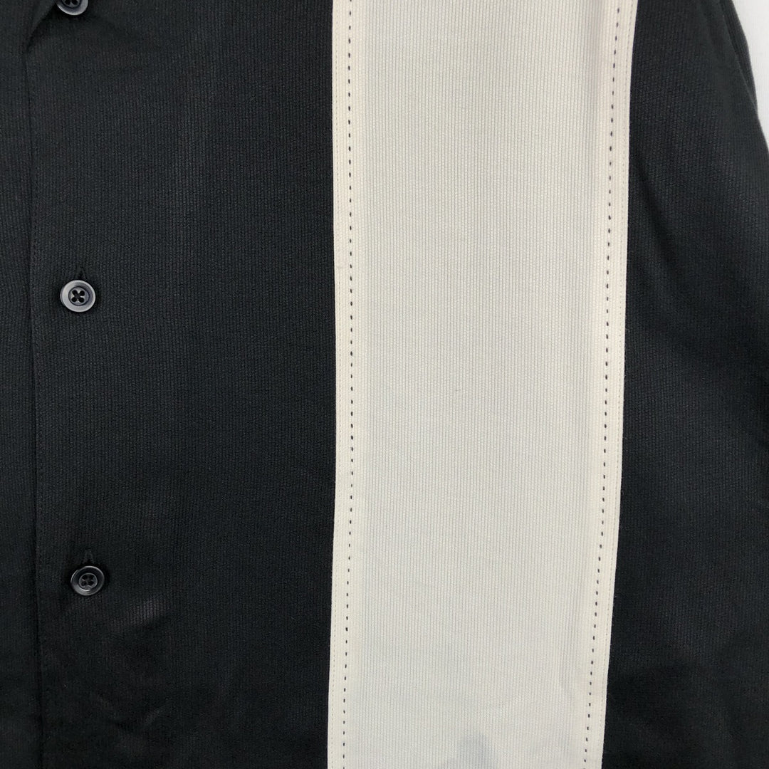 GEGRGE Two-tone Short-Sleeve Open-Collar Rayon Shirt, Boxy Fit, Men's Size XL Rayon black type Vintage Second Hand