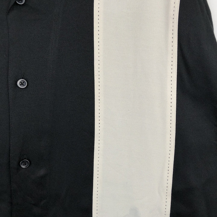 GEGRGE Two-tone Short-Sleeve Open-Collar Rayon Shirt, Boxy Fit, Men's Size XL Rayon black type Vintage Second Hand