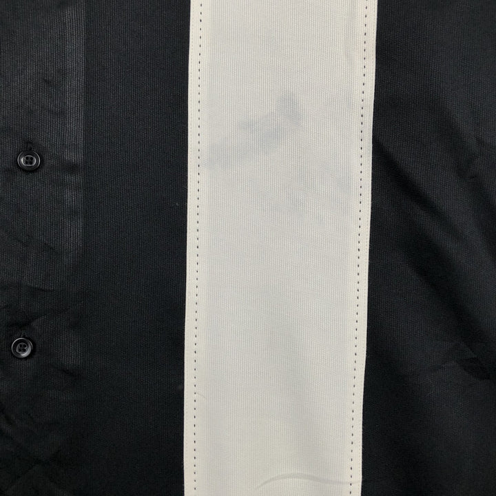 GEGRGE Two-tone Short-Sleeve Open-Collar Rayon Shirt, Boxy Fit, Men's Size XL Rayon black type Vintage Second Hand