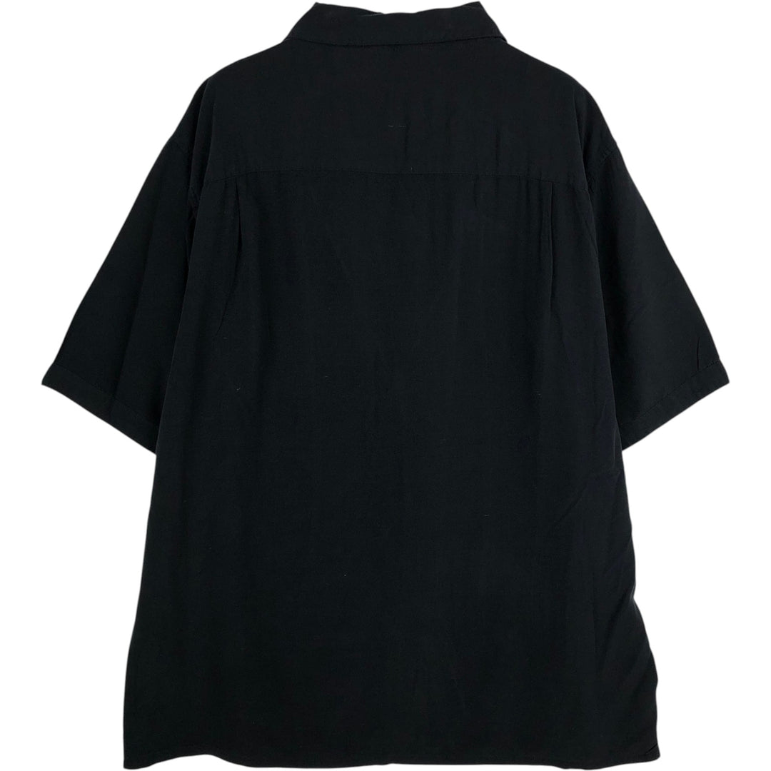 AXIST Two-Tone Short Sleeve Open Collar Silk Box Shirt, Men's Size L unclear black type Vintage Second Hand