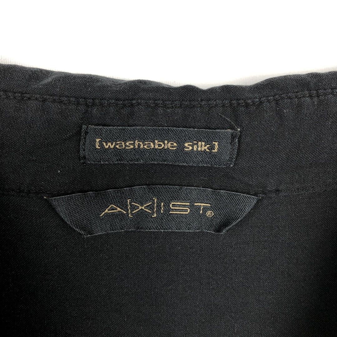 AXIST Two-Tone Short Sleeve Open Collar Silk Box Shirt, Men's Size L unclear black type Vintage Second Hand