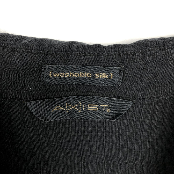 AXIST Two-Tone Short Sleeve Open Collar Silk Box Shirt, Men's Size L unclear black type Vintage Second Hand