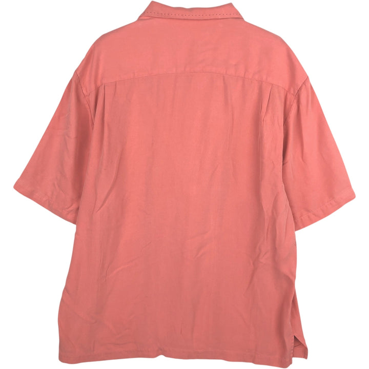 Two-tone short-sleeved open-collar box shirt, men's size L. unclear pink type Vintage Second Hand