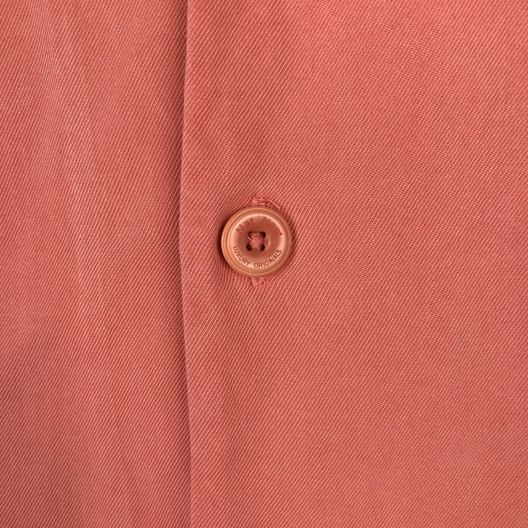 Two-tone short-sleeved open-collar box shirt, men's size L. unclear pink type Vintage Second Hand