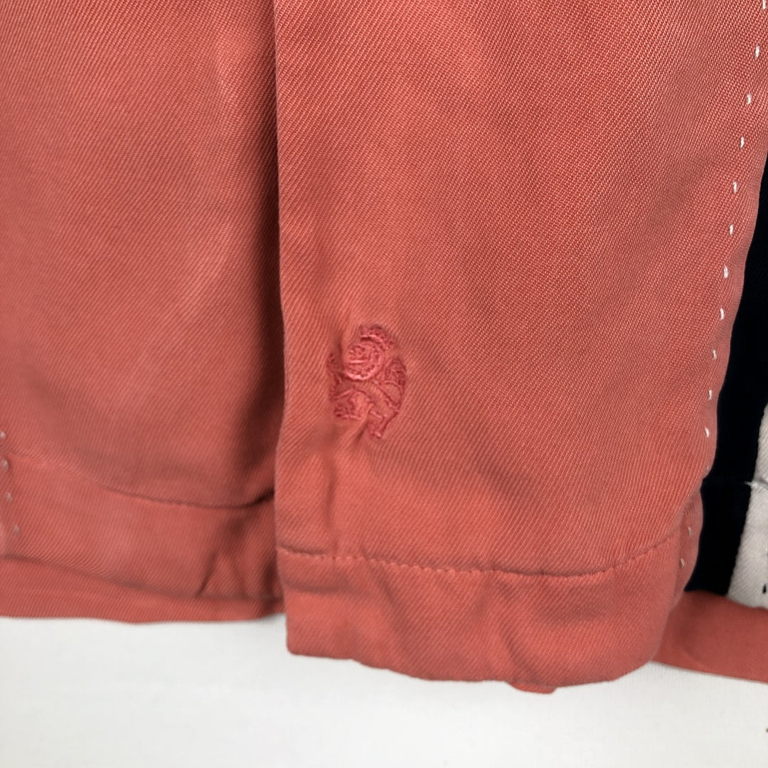 Two-tone short-sleeved open-collar box shirt, men's size L. unclear pink type Vintage Second Hand