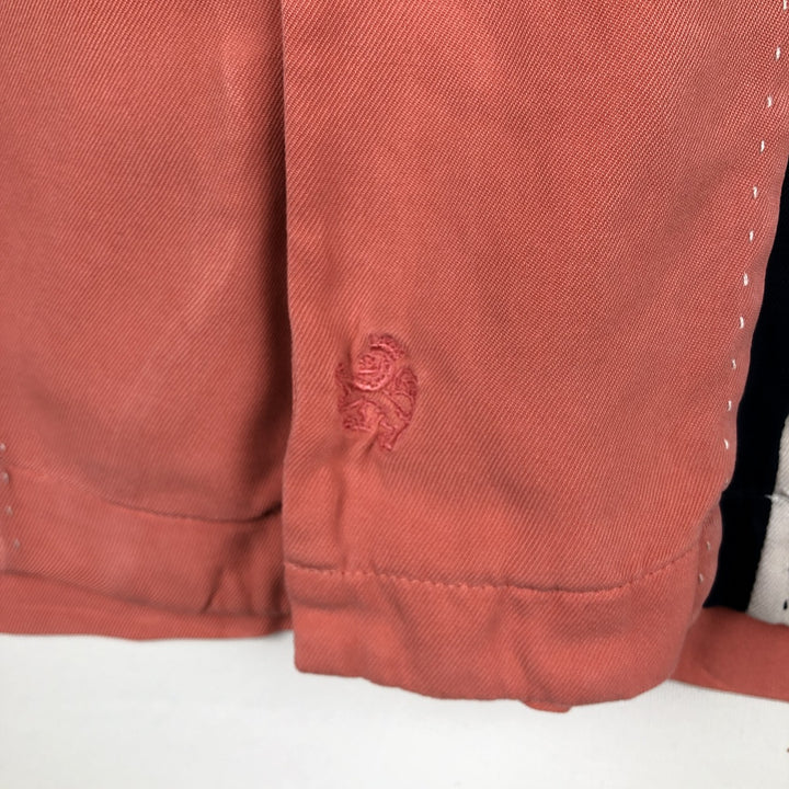 Two-tone short-sleeved open-collar box shirt, men's size L. unclear pink type Vintage Second Hand