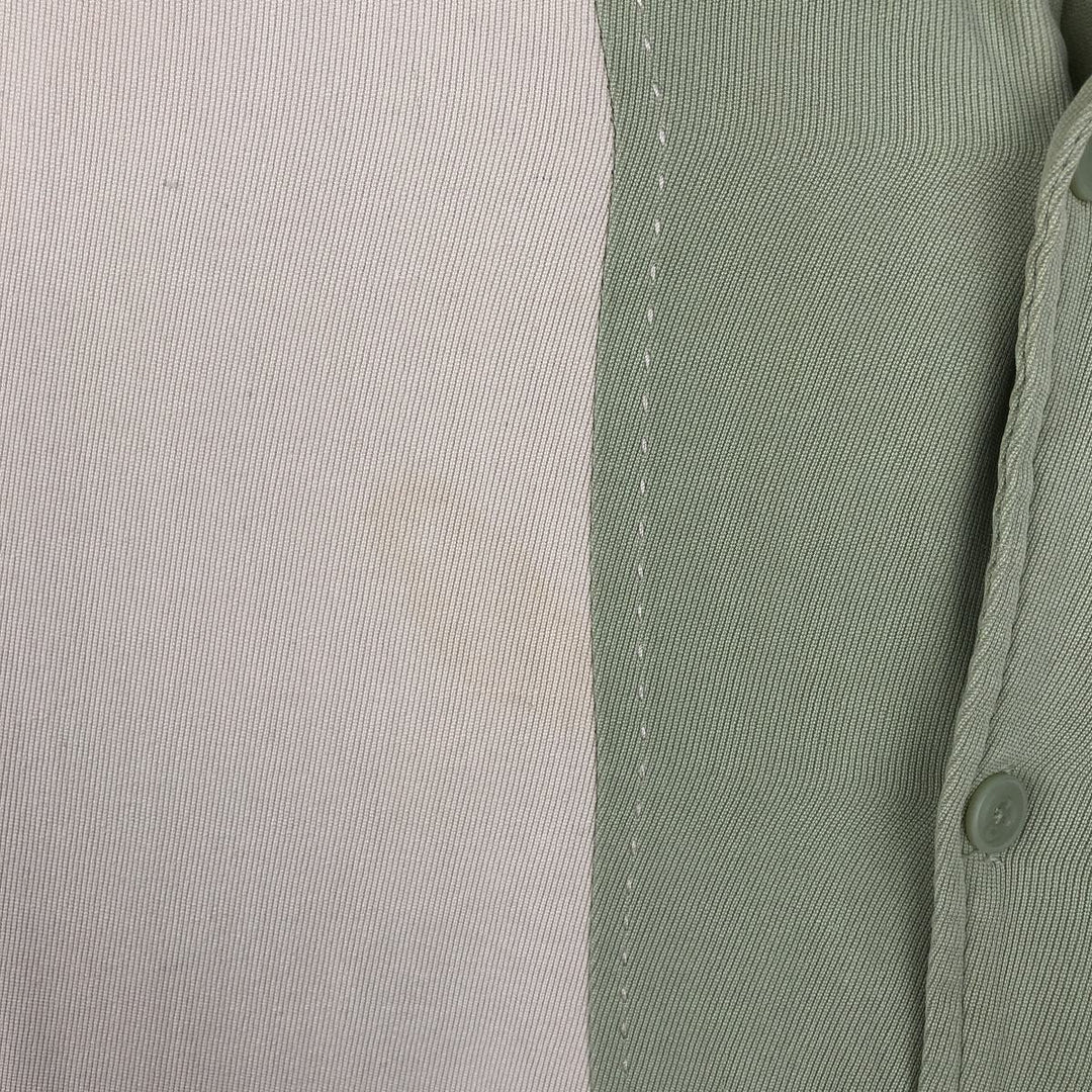 Vintage Silk Two-Tone Short Sleeve Open Collar Silk Shirt, Men's Size L silk Beige type Vintage Second Hand