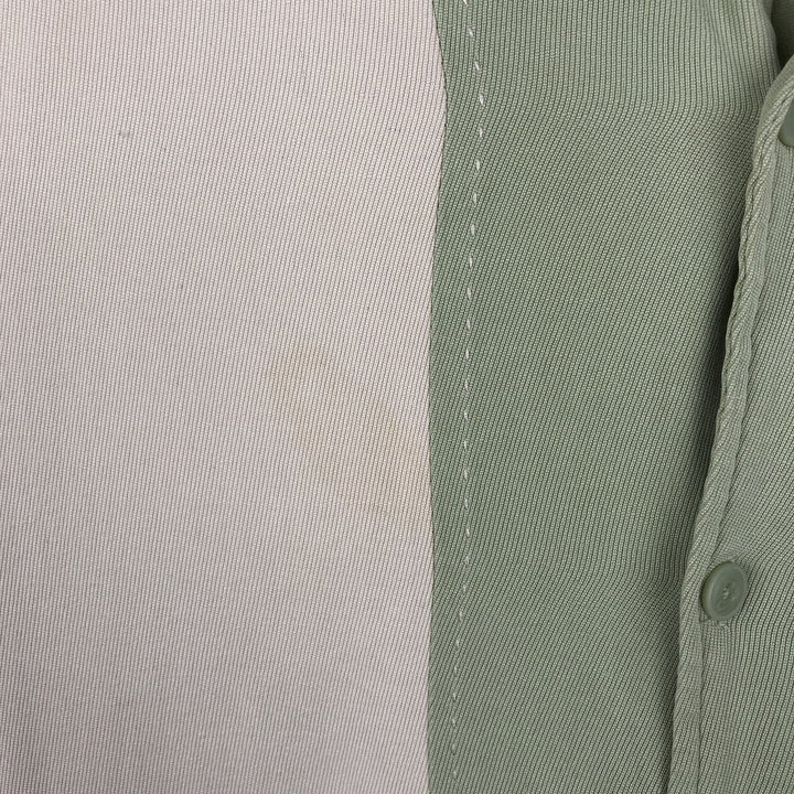 Vintage Silk Two-Tone Short Sleeve Open Collar Silk Shirt, Men's Size L silk Beige type Vintage Second Hand