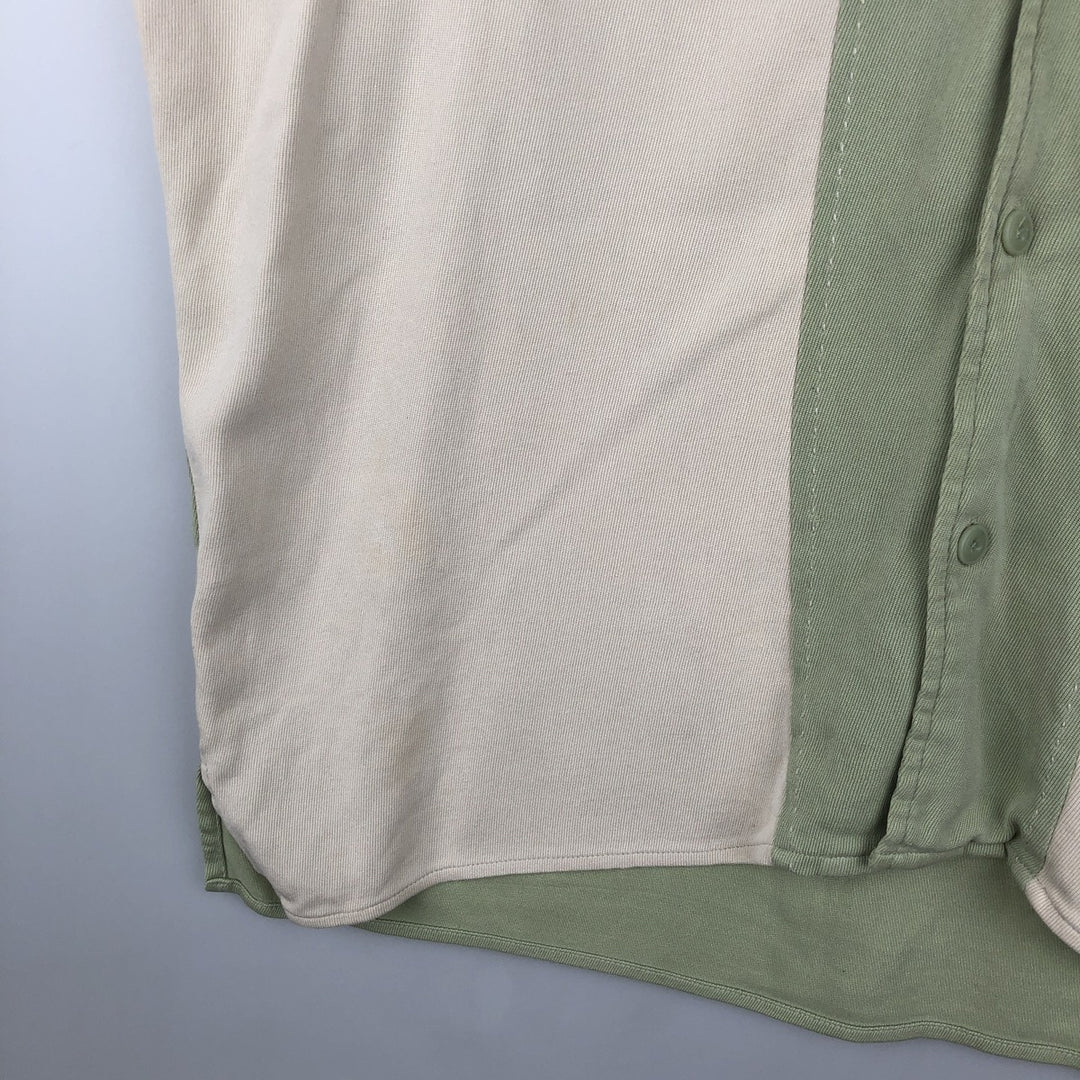 Vintage Silk Two-Tone Short Sleeve Open Collar Silk Shirt, Men's Size L silk Beige type Vintage Second Hand