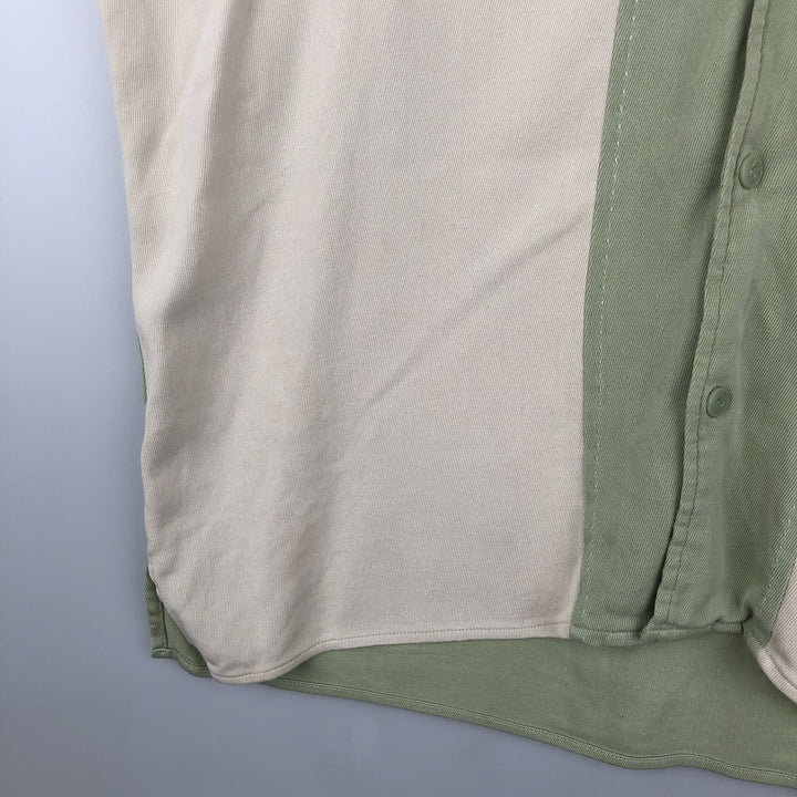 Vintage Silk Two-Tone Short Sleeve Open Collar Silk Shirt, Men's Size L silk Beige type Vintage Second Hand