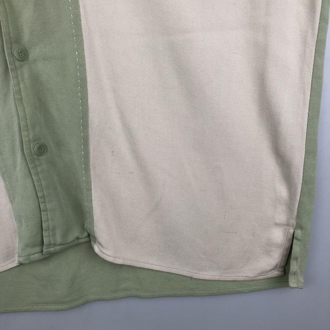 Vintage Silk Two-Tone Short Sleeve Open Collar Silk Shirt, Men's Size L silk Beige type Vintage Second Hand