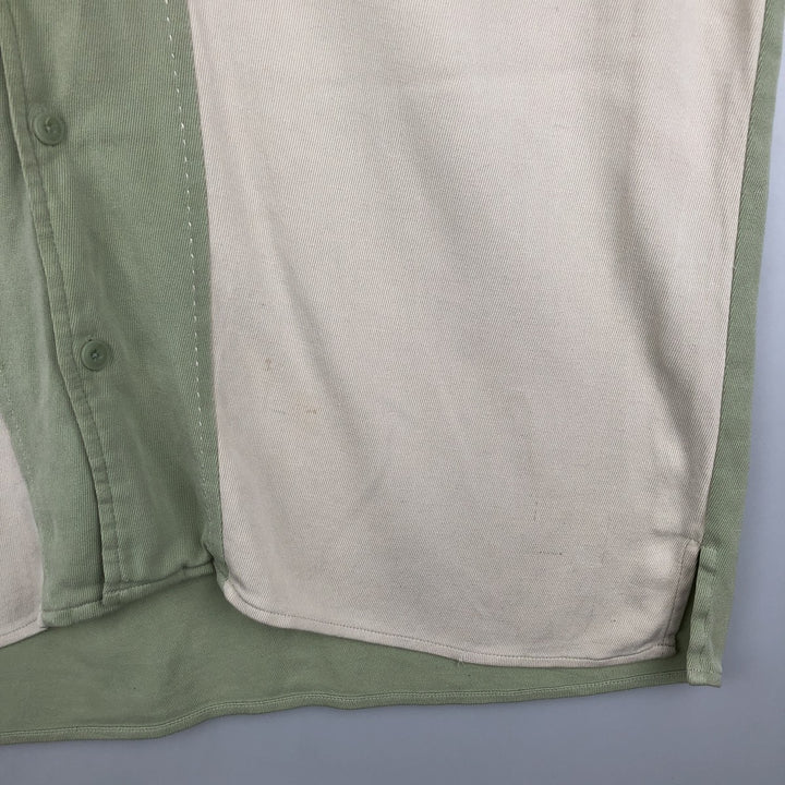 Vintage Silk Two-Tone Short Sleeve Open Collar Silk Shirt, Men's Size L silk Beige type Vintage Second Hand