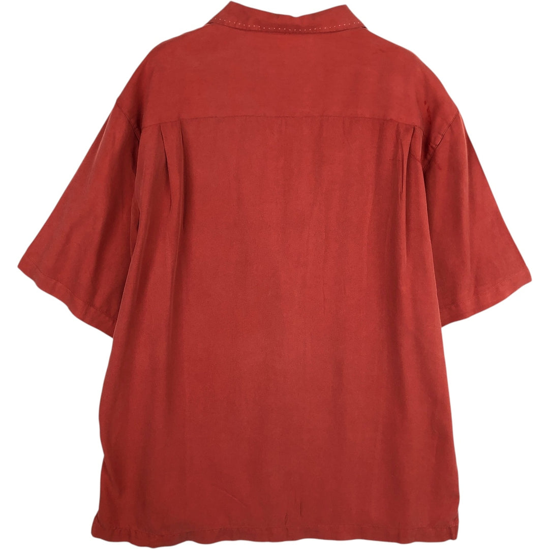 90'S Nat Nast Two-Tone Short-Sleeve Open-Collar Silk Shirt, Boxy Shirt, Men's Size M (Equivalent), Vintage silk red type Vintage Second Hand