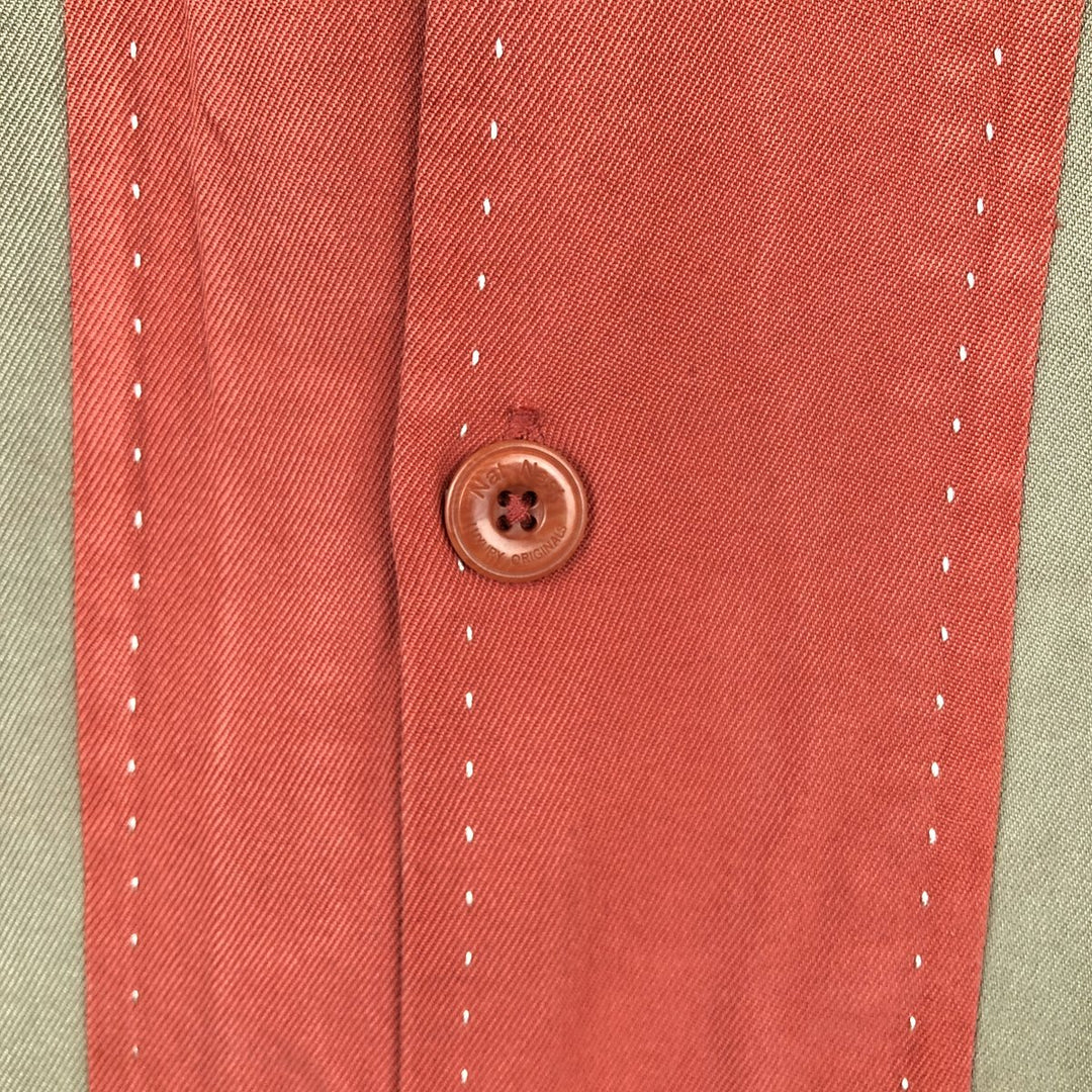 90'S Nat Nast Two-Tone Short-Sleeve Open-Collar Silk Shirt, Boxy Shirt, Men's Size M (Equivalent), Vintage silk red type Vintage Second Hand