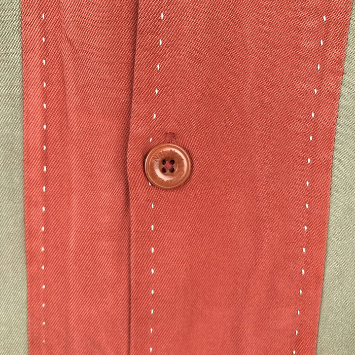 90'S Nat Nast Two-Tone Short-Sleeve Open-Collar Silk Shirt, Boxy Shirt, Men's Size M (Equivalent), Vintage silk red type Vintage Second Hand