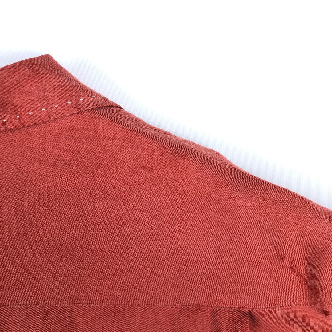 90'S Nat Nast Two-Tone Short-Sleeve Open-Collar Silk Shirt, Boxy Shirt, Men's Size M (Equivalent), Vintage silk red type Vintage Second Hand