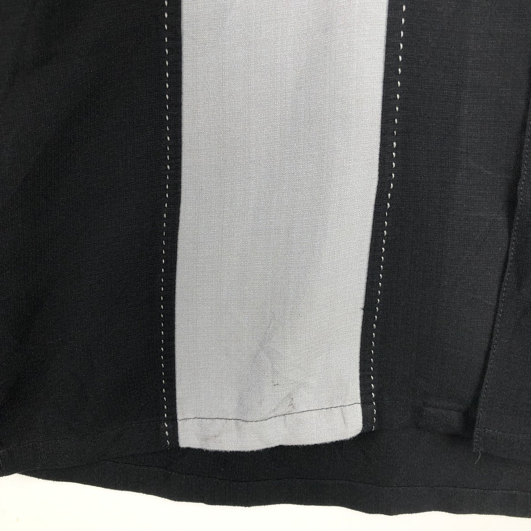 Milano Bay Two-Tone Short-Sleeve Open-Collar Rayon Shirt, Boxy Fit, Men's Size L (approx.) Rayon black type Vintage Second Hand
