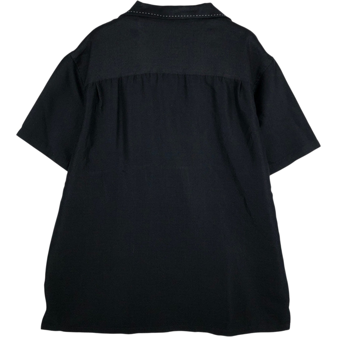 Milano Bay Two-Tone Short-Sleeve Open-Collar Rayon Shirt, Boxy Fit, Men's Size L (approx.) Rayon gray type Vintage Second Hand