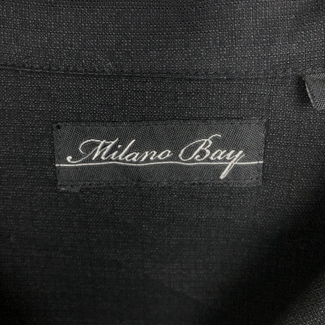 Milano Bay Two-Tone Short-Sleeve Open-Collar Rayon Shirt, Boxy Fit, Men's Size L (approx.) Rayon gray type Vintage Second Hand
