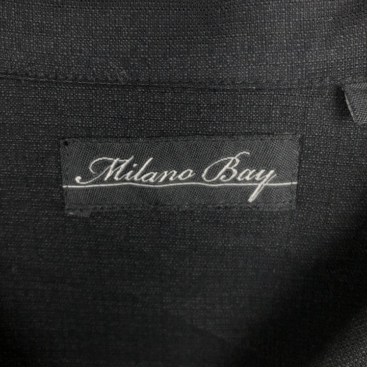 Milano Bay Two-Tone Short-Sleeve Open-Collar Rayon Shirt, Boxy Fit, Men's Size L (approx.) Rayon gray type Vintage Second Hand