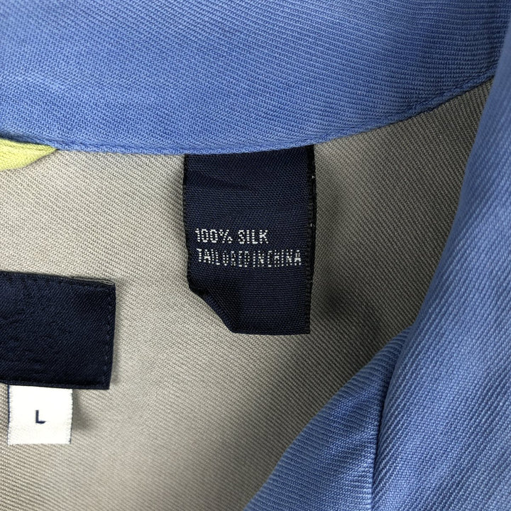 90'S Nat Nast two-tone short-sleeved open-collar silk box shirt, men's size L, vintage silk blue type Vintage Second Hand